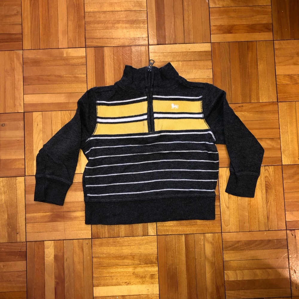 Boys Quarter Zip Striped Sweater